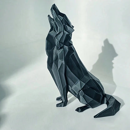 Modern Abstract Geometric Wolf Sculpture