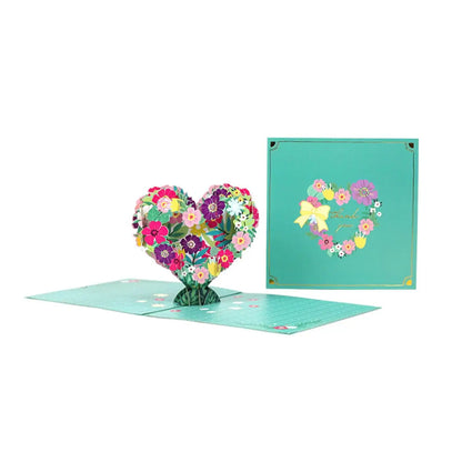 3D Pop-Up  Floral Heart Design Card