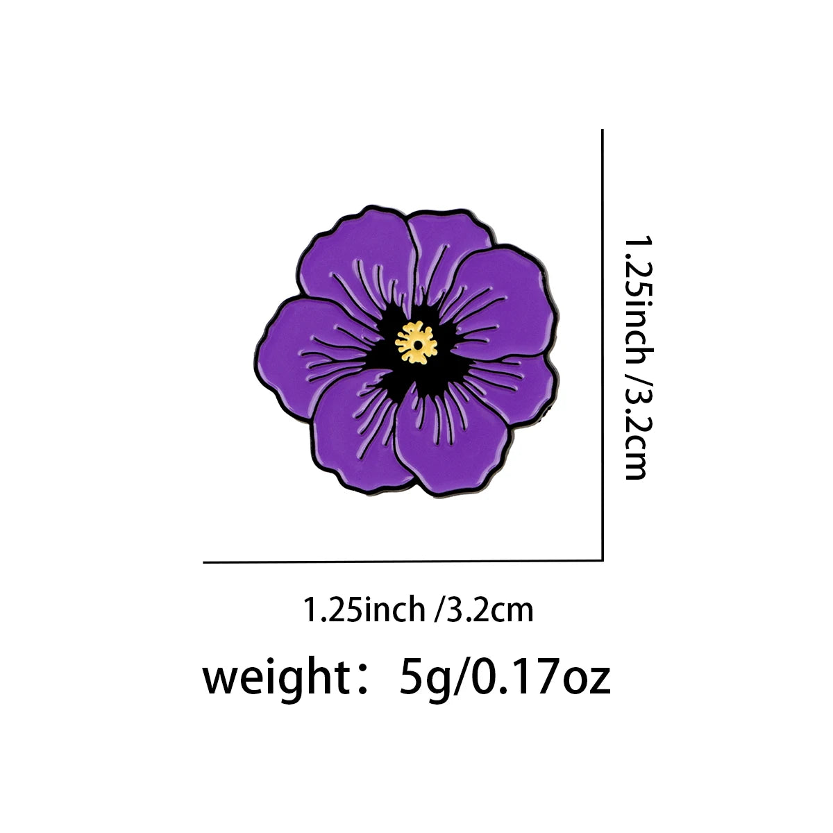 Purple Poppy Enamel Pin Brooch