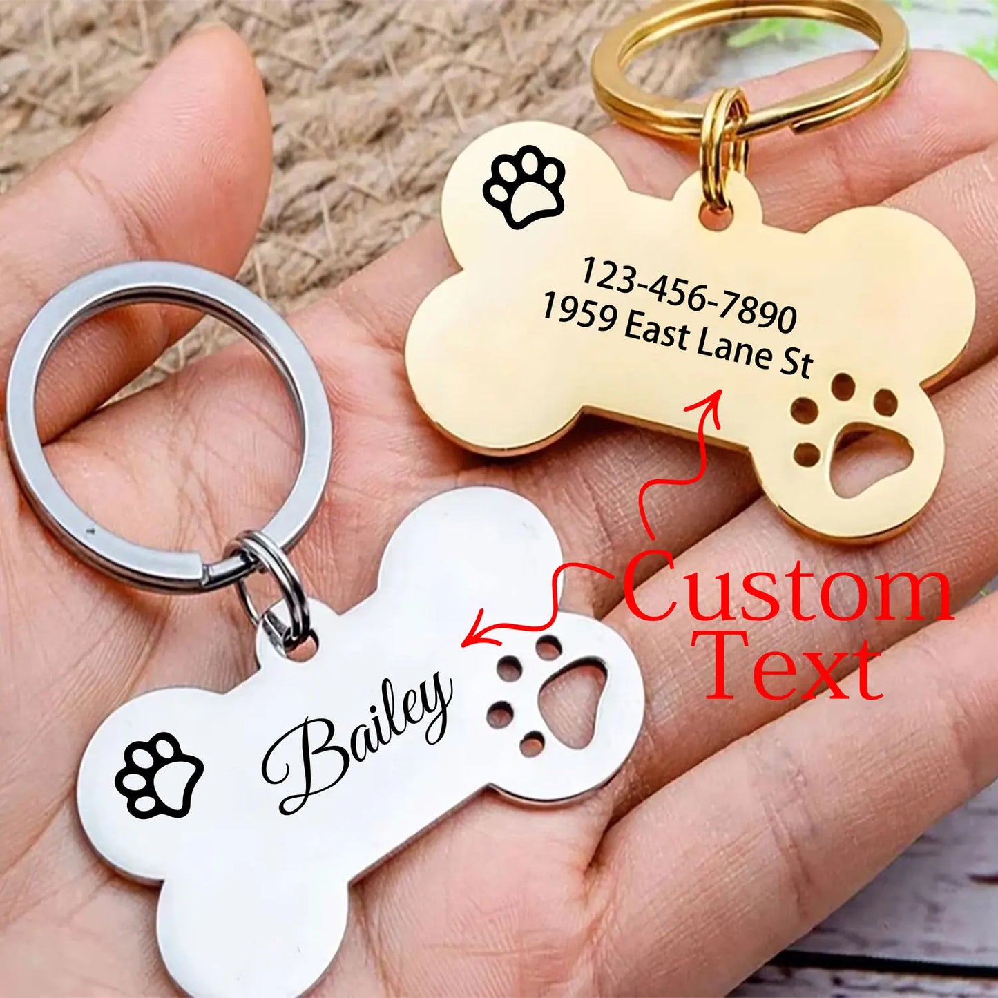 Custom Abstract Paw Print Pet Tag – Personalized Dog & Cat ID Tag with Name & Symbols