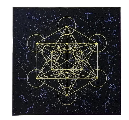 Geometric Metatron’s Cube Tarot Tablecloth