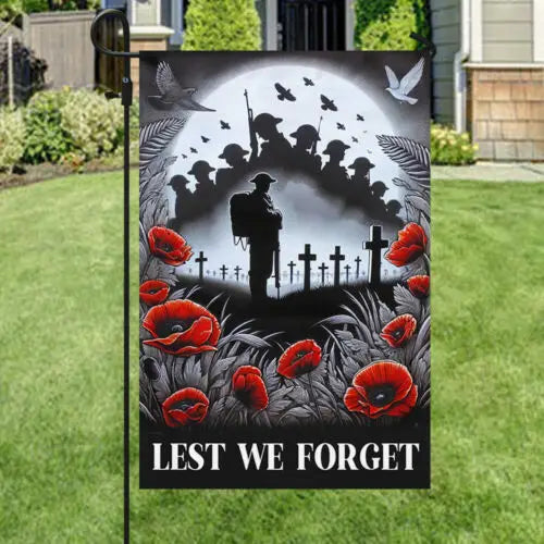 Lest We Forget Poppy Flowers Memorial Flag Garden