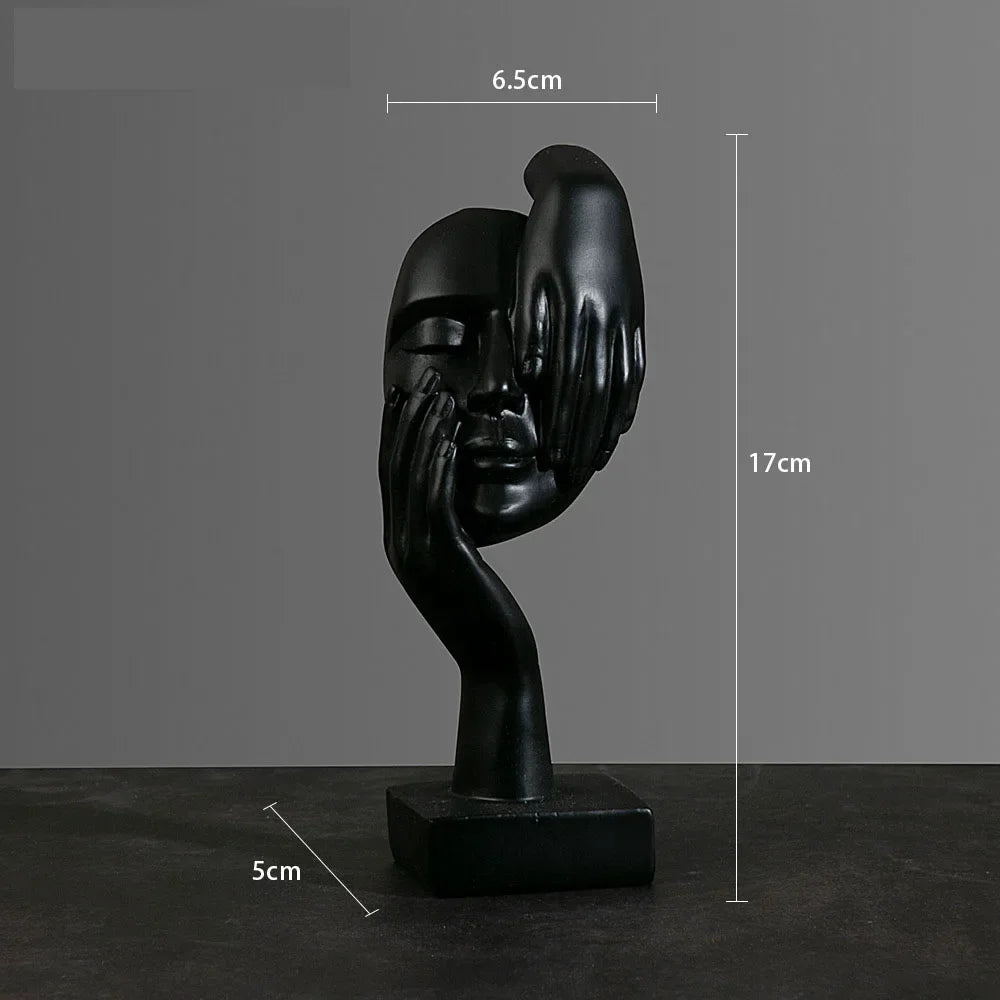 Resin Abstract Mask Face Statue Modern European Art Home Decor Figurine
