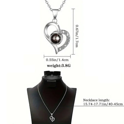 Heart Shaped Red Rose Projection Necklace