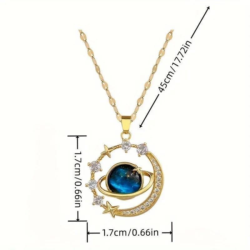 Celestial Moon & Star Pendant Necklace