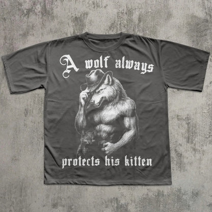 A Wolf Always Protects His Kitten T-shirt