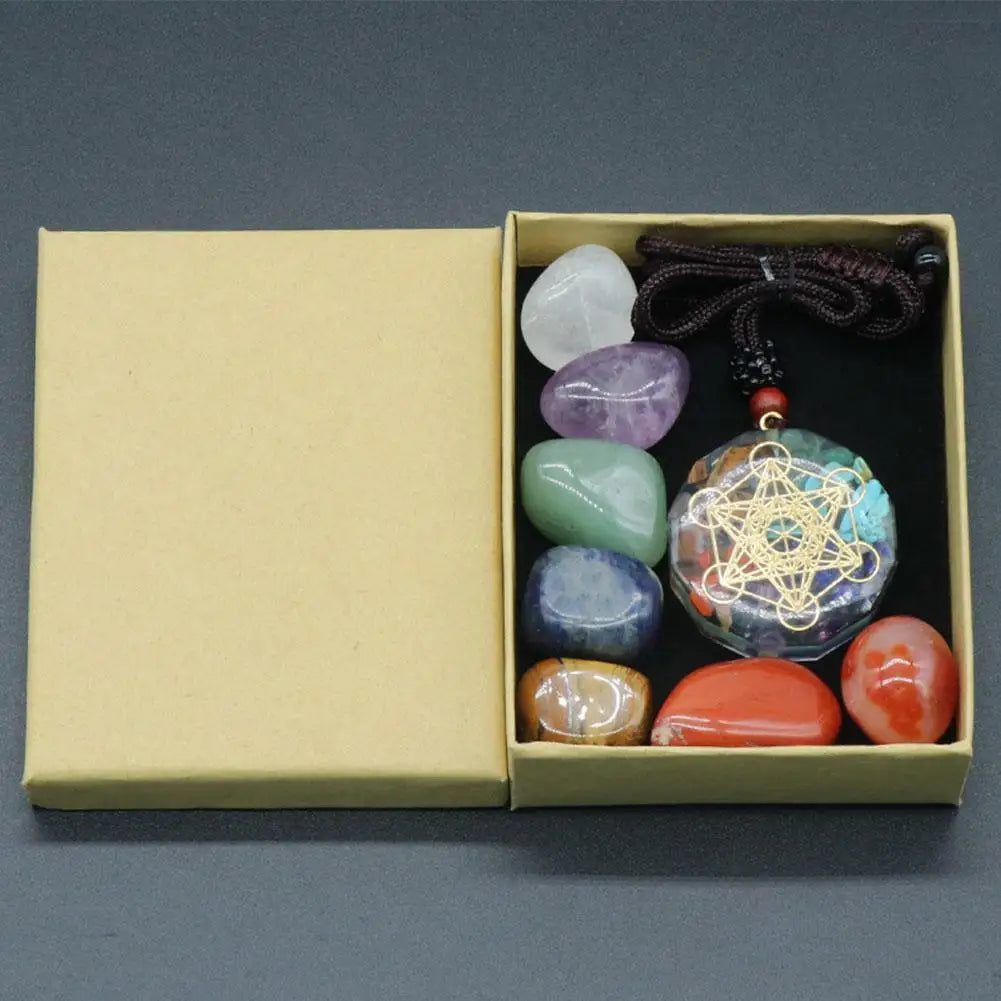 Natural 7 Chakra Crystal Healing Necklace Set