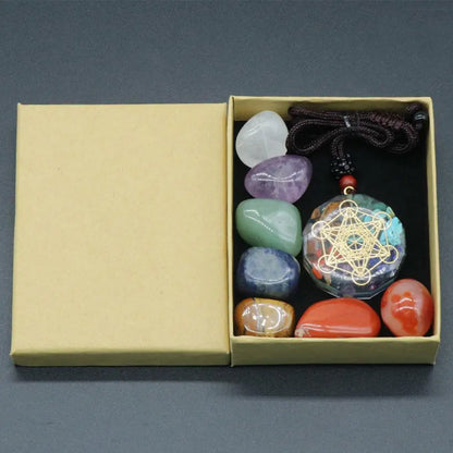 Natural 7 Chakra Crystal Healing Necklace Set