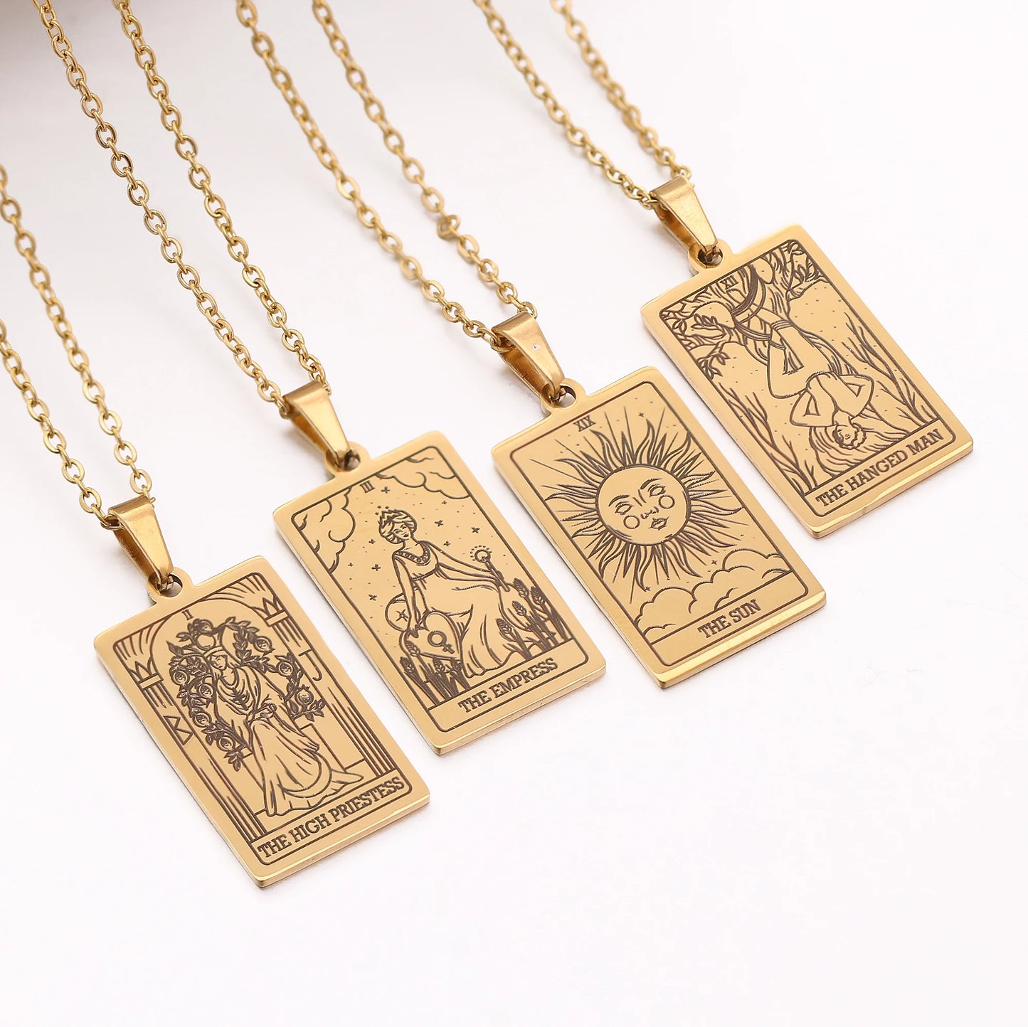 Tarot Card Necklace Stainless Steel