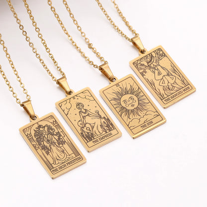 Tarot Card Necklace Stainless Steel