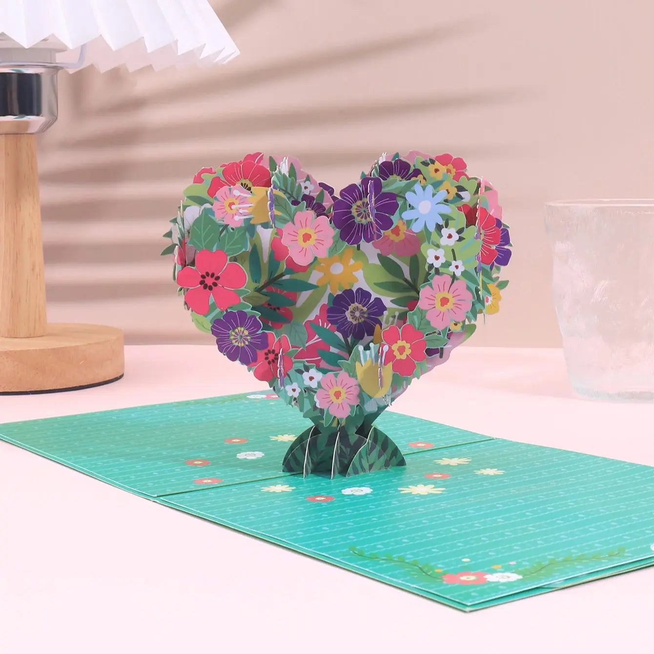 3D Pop-Up  Floral Heart Design Card
