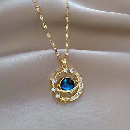 Celestial Moon & Star Pendant Necklace