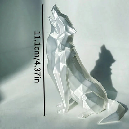Modern Abstract Geometric Wolf Sculpture