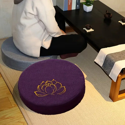 40cm Round Lotus Meditation Cushion Linen Yoga Floor Pillow Backrest Tatami Seat