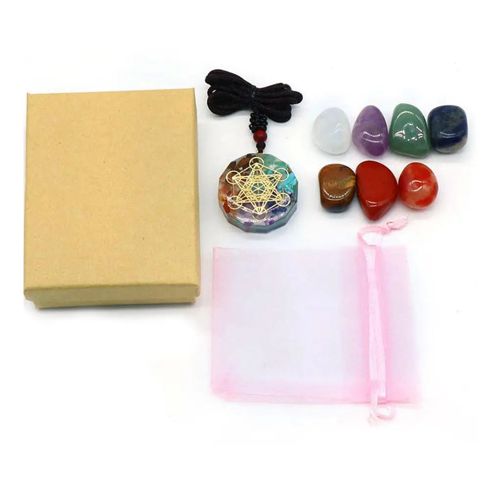 Natural 7 Chakra Crystal Healing Necklace Set
