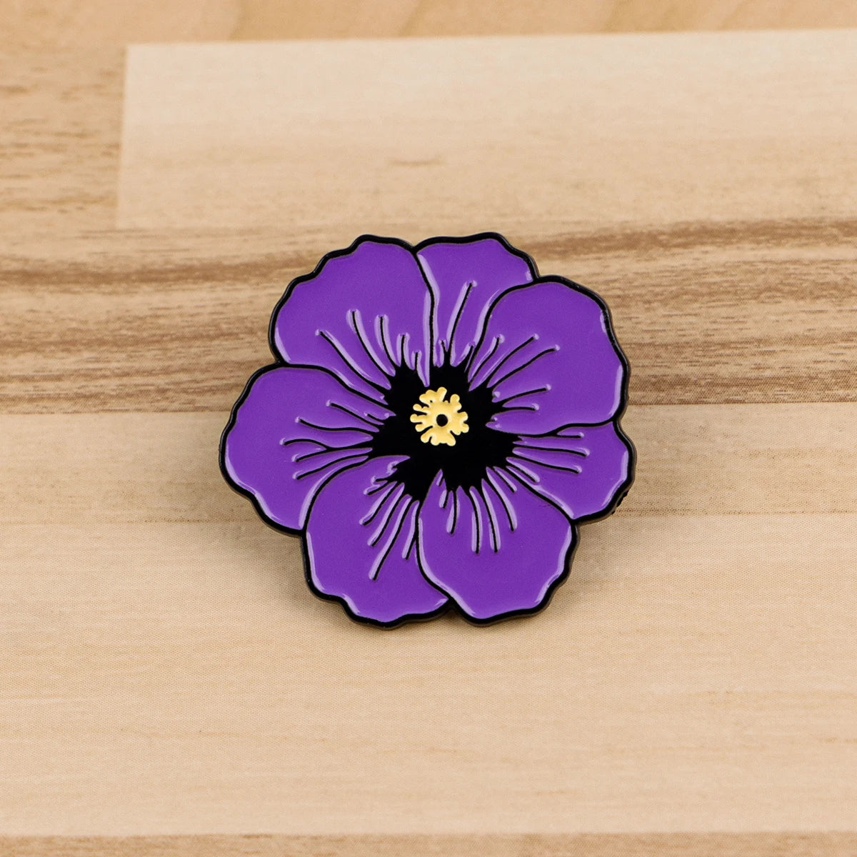 Purple Poppy Enamel Pin Brooch