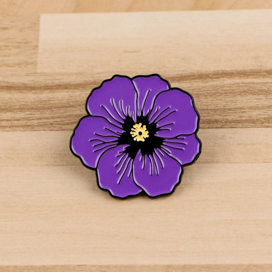 Purple Poppy Enamel Pin Brooch