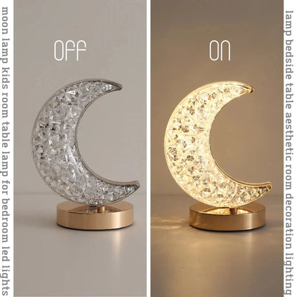 Crystal Touch Dimming Moon Night Light Rechargeable LED Bedroom Decor
