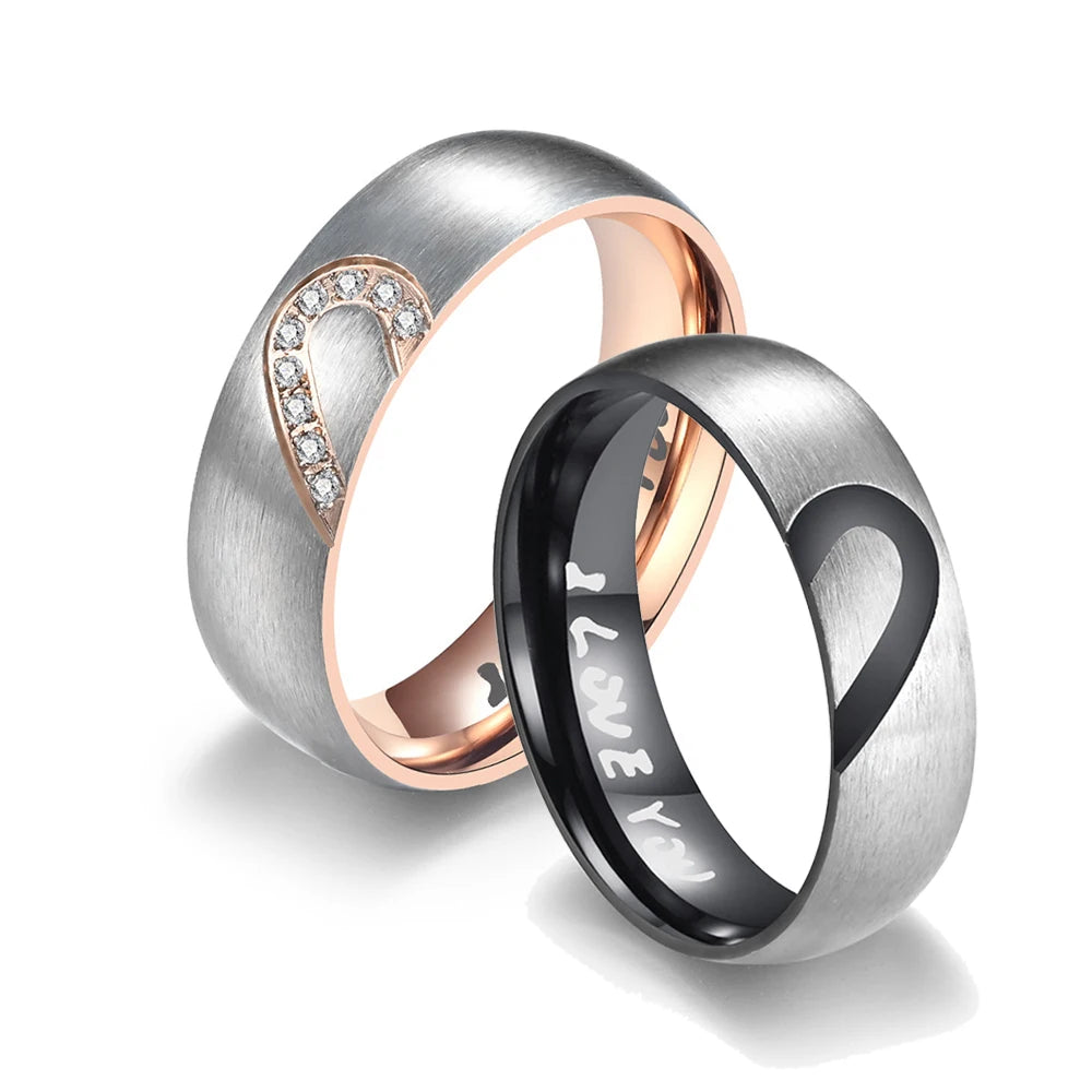 Heart Stainless Steel Couple Rings