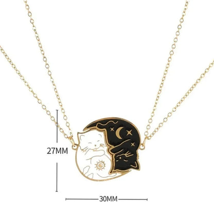 Cat Embrace Stainless Steel Necklace Set