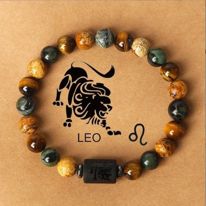 12 Zodiac Signs Constellation Bracelet – Tiger Eye Stone Beaded Jewelry for Men and Women