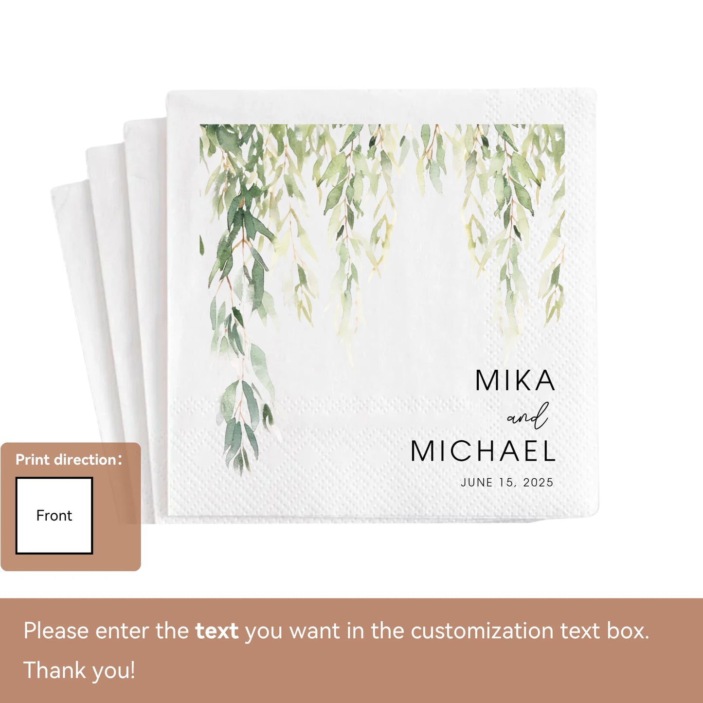 Personalized Wedding Paper Napkins | Custom Monogram Cocktail & Party Napkins