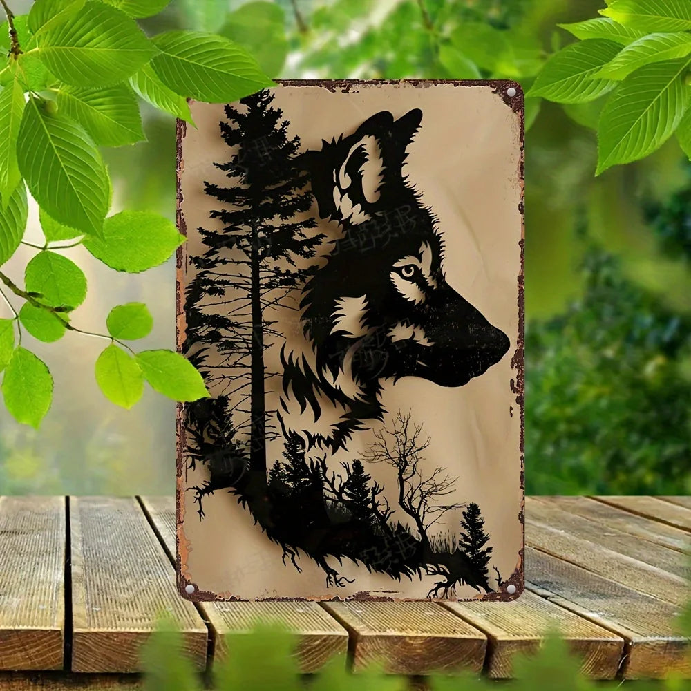Iron Wolf Silhouette Wall Sign