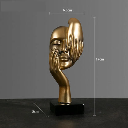 Resin Abstract Mask Face Statue Modern European Art Home Decor Figurine