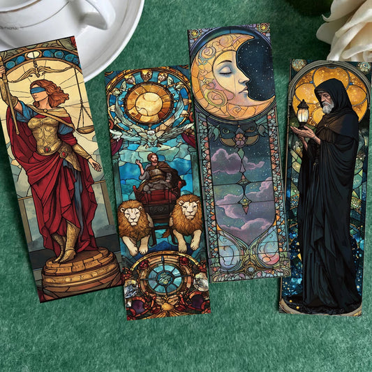 30pcs Stained Glass Tarot Bookmarks – Artistic Paper Bookmarks for Tarot Lovers, Readers, and Journal Enthusiasts