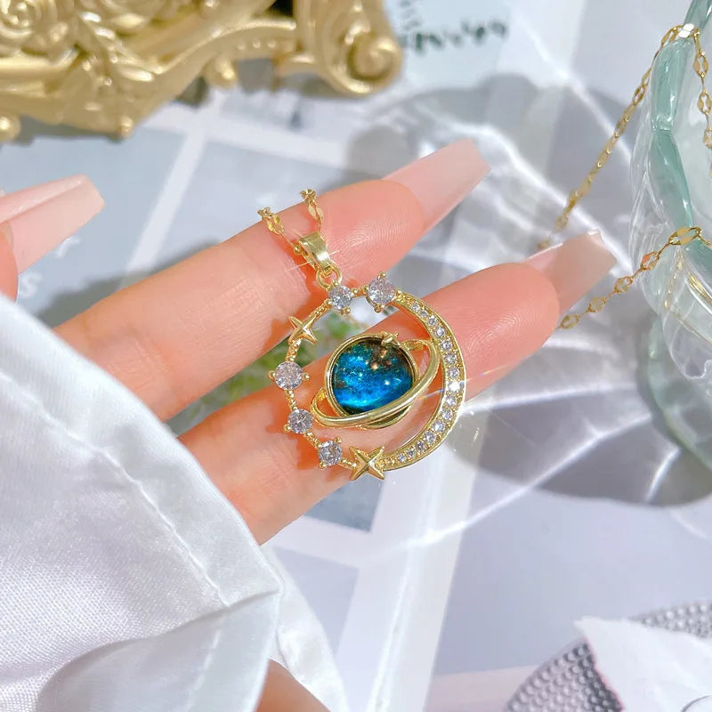 Celestial Moon & Star Pendant Necklace