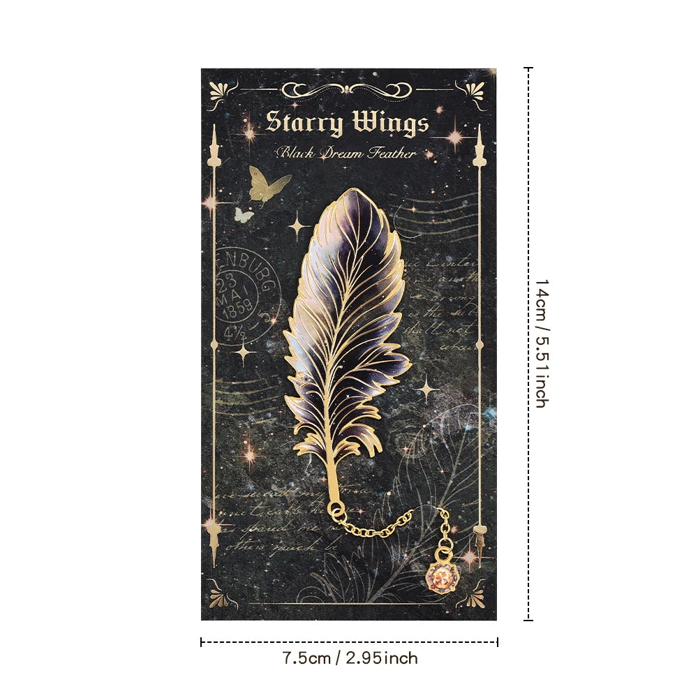 Colorful Feather Metal Bookmark with Pendant – Elegant Gift for Book Lovers