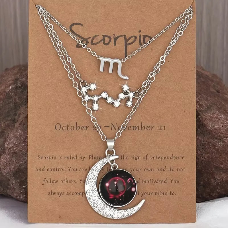 Zodiac Moon Glow Pendant Necklace Set