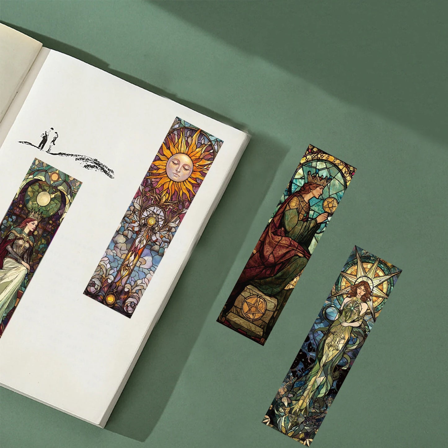 30pcs Stained Glass Tarot Bookmarks – Artistic Paper Bookmarks for Tarot Lovers, Readers, and Journal Enthusiasts