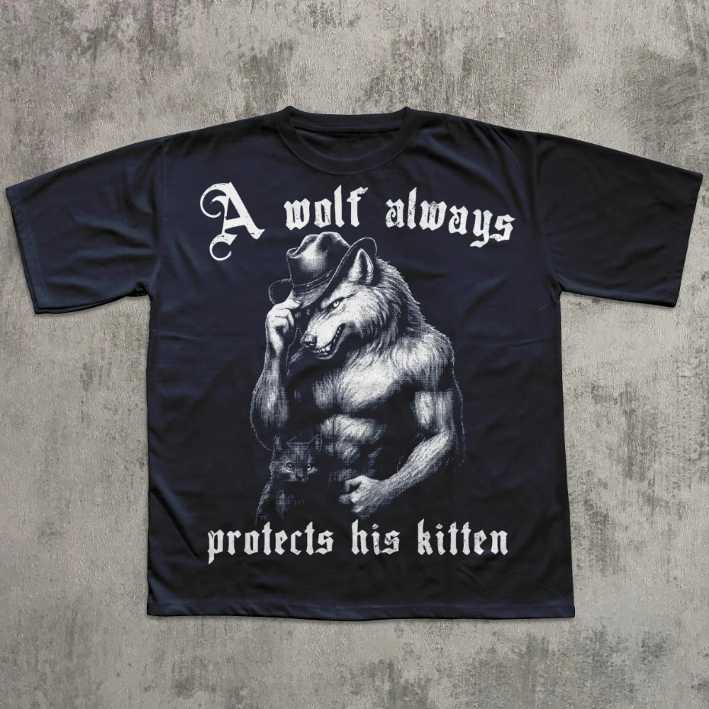 A Wolf Always Protects His Kitten T-shirt