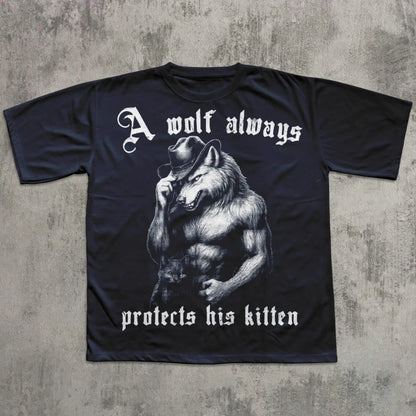 A Wolf Always Protects His Kitten T-shirt