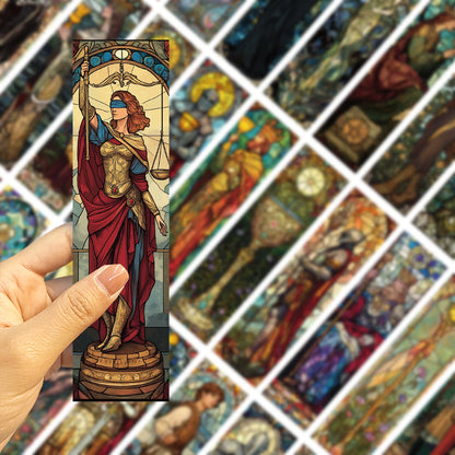 30pcs Stained Glass Tarot Bookmarks – Artistic Paper Bookmarks for Tarot Lovers, Readers, and Journal Enthusiasts