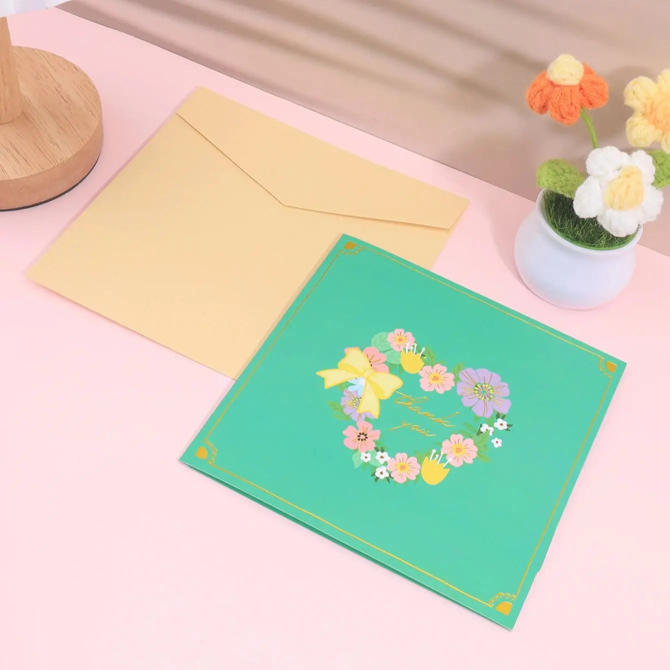 3D Pop-Up  Floral Heart Design Card