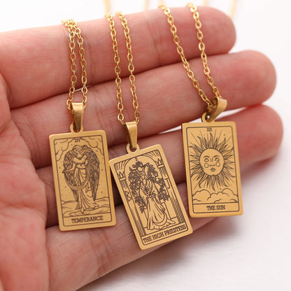 Tarot Card Necklace Stainless Steel