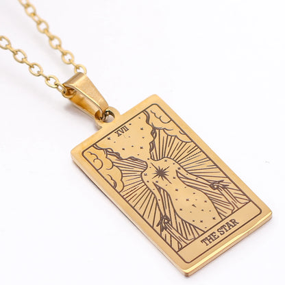 Tarot Card Necklace Stainless Steel