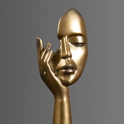 Resin Abstract Mask Face Statue Modern European Art Home Decor Figurine