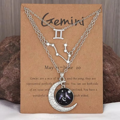 Zodiac Moon Glow Pendant Necklace Set