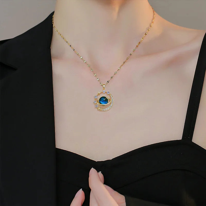 Celestial Moon & Star Pendant Necklace