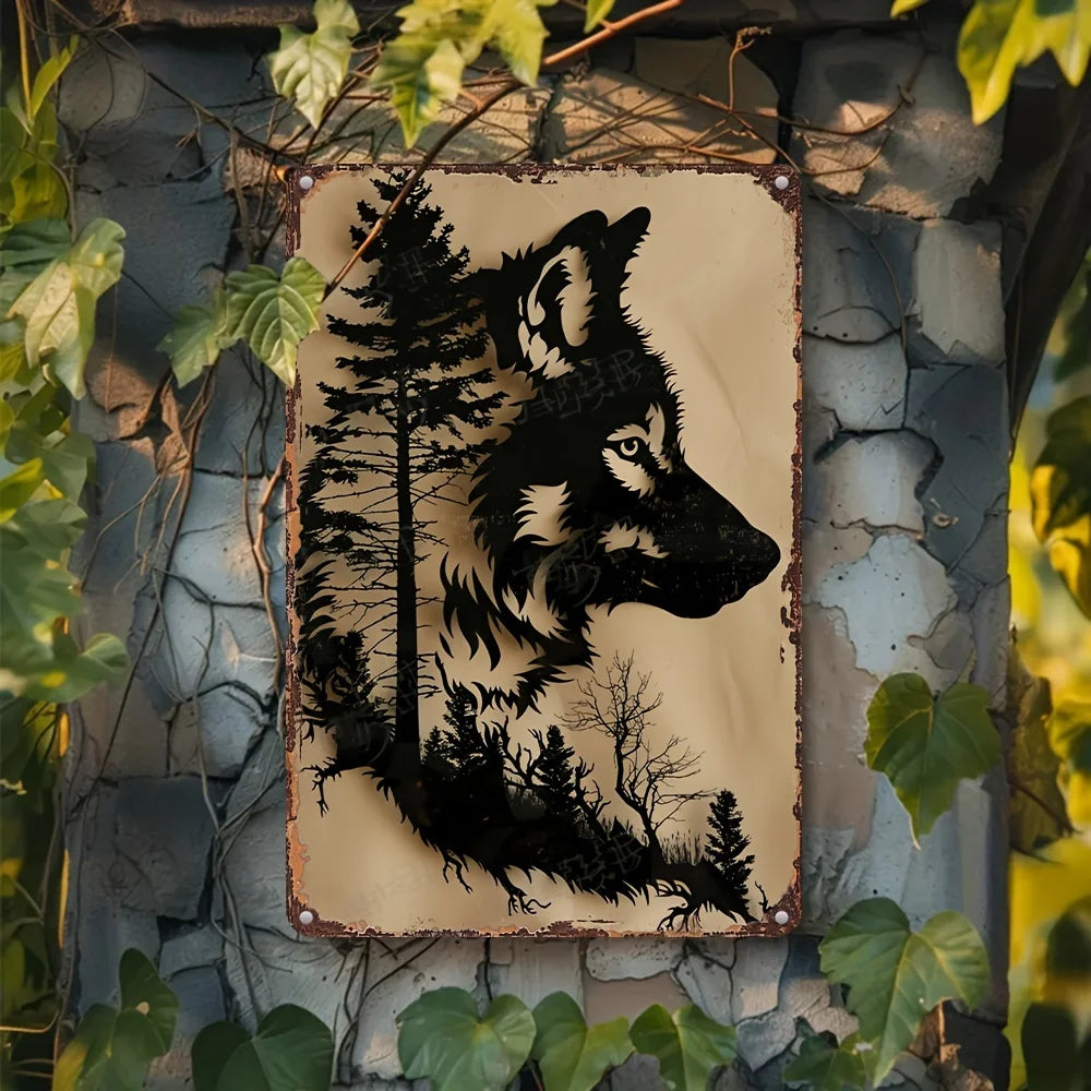 Iron Wolf Silhouette Wall Sign