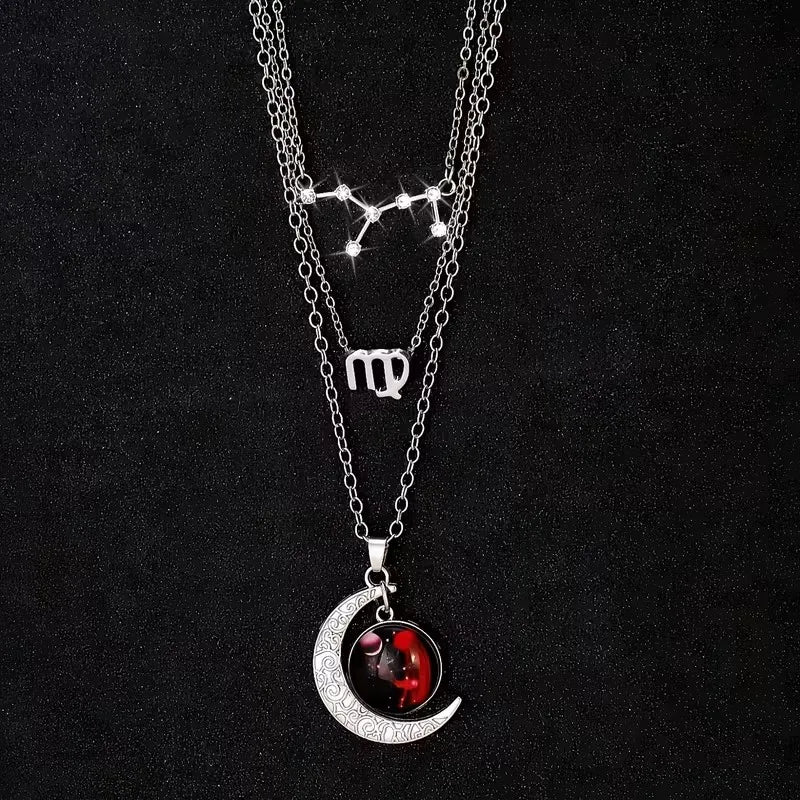 Zodiac Moon Glow Pendant Necklace Set