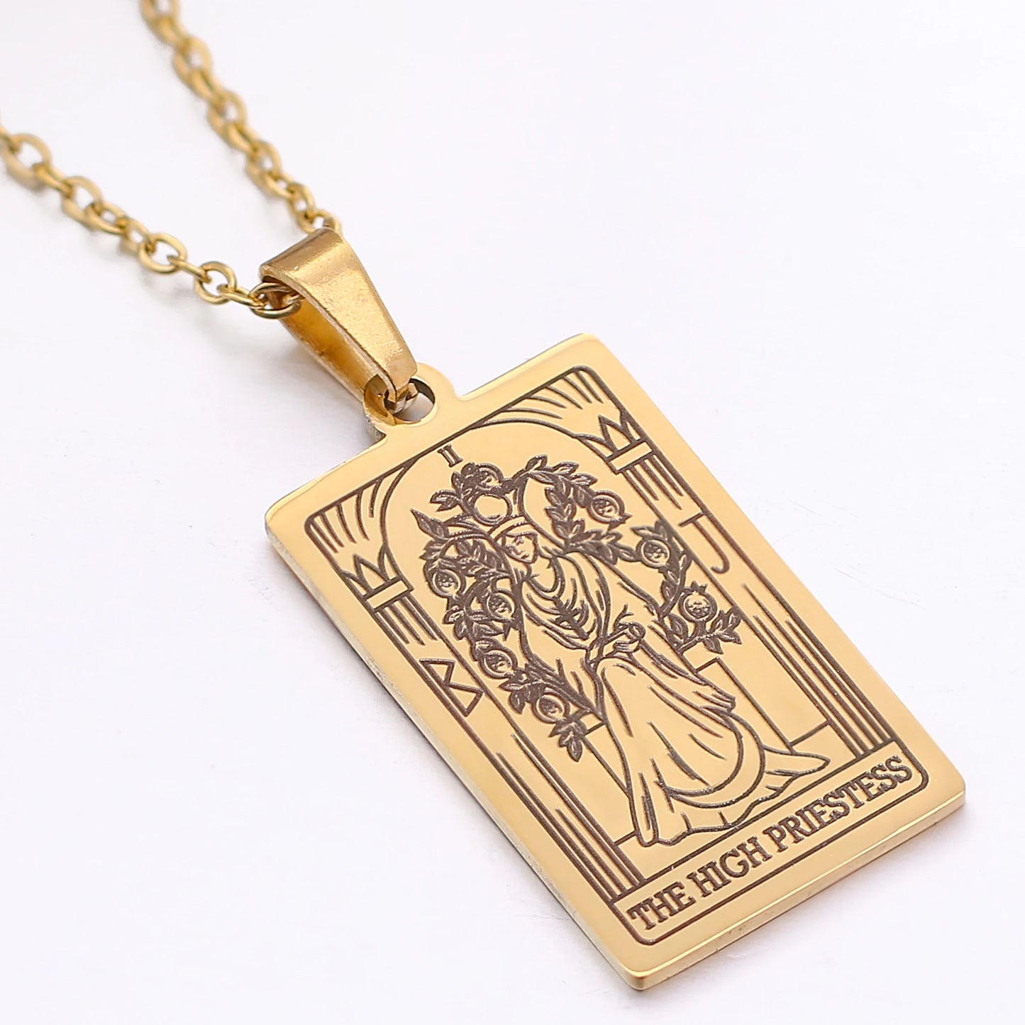 Tarot Card Necklace Stainless Steel