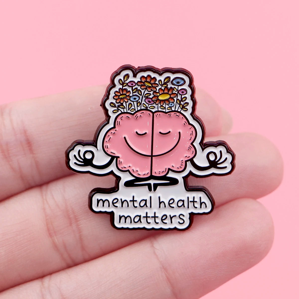 Mental Health Matters Brain Enamel Pin – Inspirational Awareness Lapel Brooch for Clothes, Backpacks, and Accessories