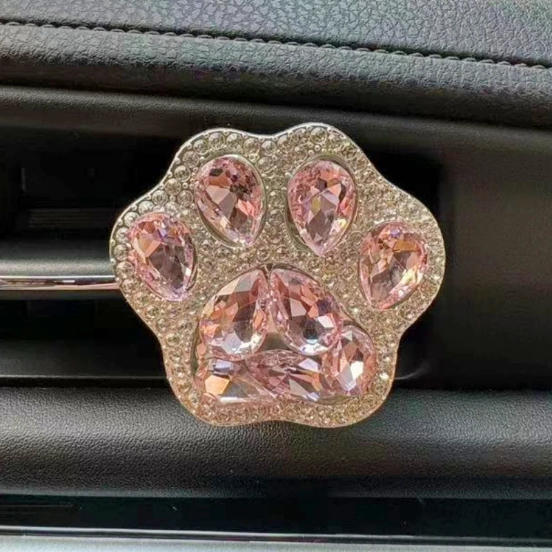 Diamond Cat Paw Car Air Freshener Clip | Stylish Pet Lover Car Accessory