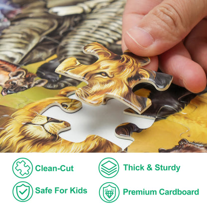 Double‑Sided 100‑Piece Puzzle, 2‑in‑1 Wild Animals Educational Jigsaw Puzzle