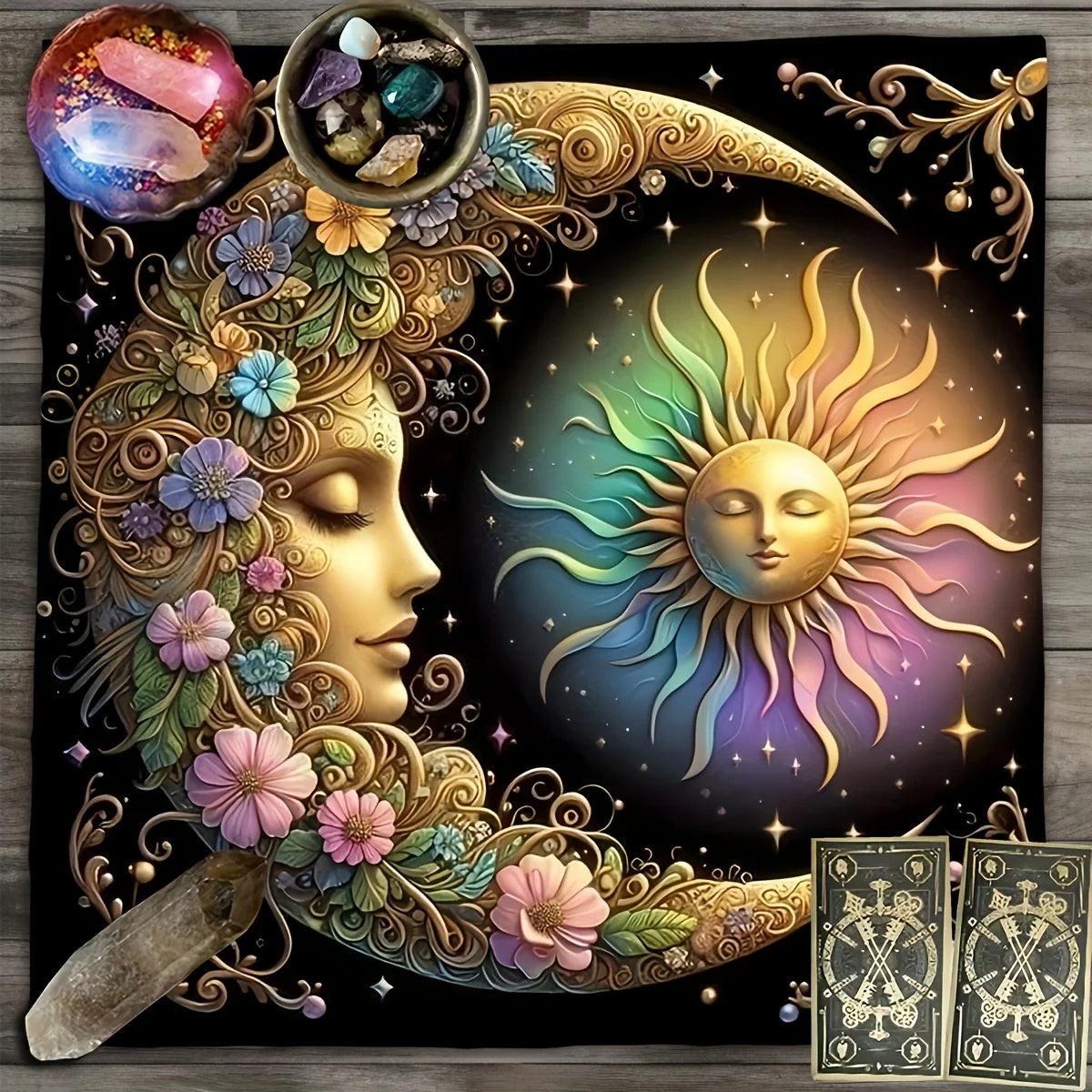 1pc Elegant Sun and Moon Mandala Table Cover