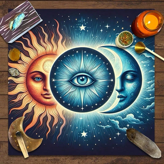 1PC Sun Moon Fabric Tarot Tablecloth